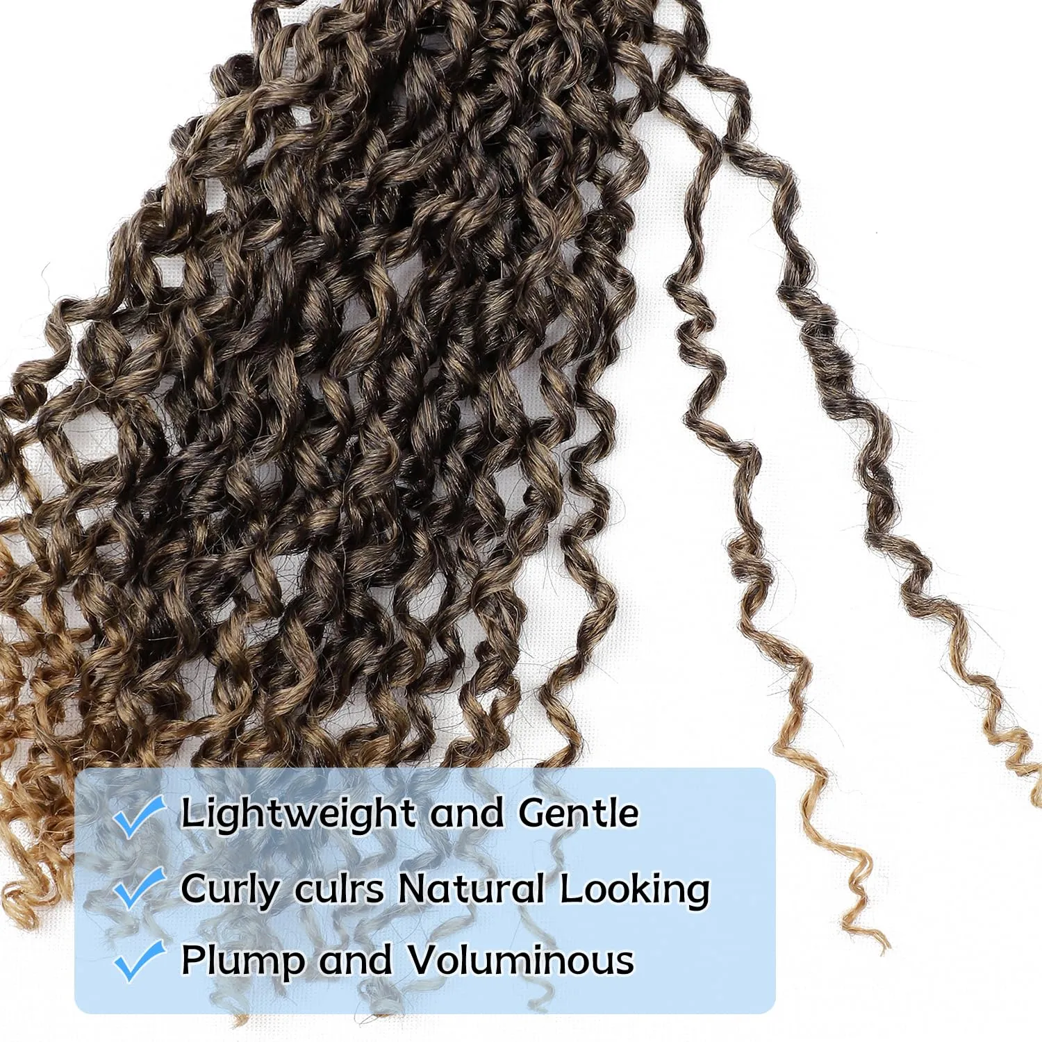 Pre Twisted Yanky Twist Crochet Hair for Women 8 Inch Synthetic Senegalese Twist Braids 7 Packs Spring Mini Passion Twist Hair Extensions, 1B/27