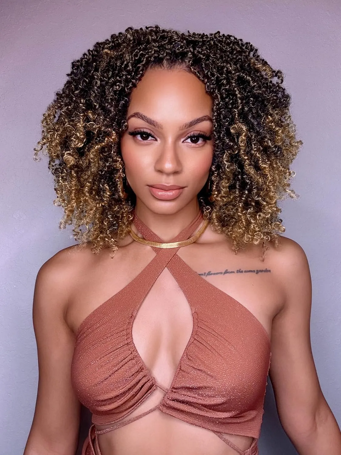 Pre Twisted Yanky Twist Crochet Hair for Women 8 Inch Synthetic Senegalese Twist Braids 7 Packs Spring Mini Passion Twist Hair Extensions, 1B/27