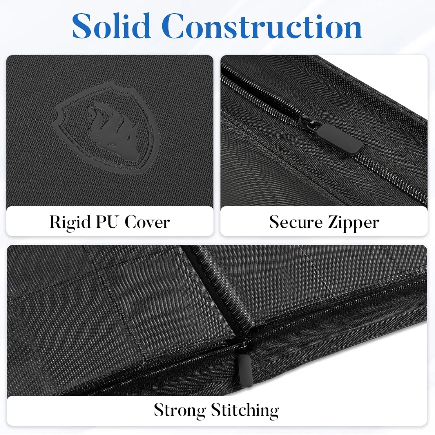 Premium Zip Card Binder 12 Pocket, Fabmaker 912 Pockets Trading Card Binder, PU Zipper Card Collection Album, Sturdy Side-Loading Card Book Holder for MTG, TCG, Game Cards, Sports Cards, Teal