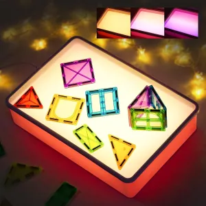 PreTrans Sand Painting Light Box – Kids Light Table for Creative Art, 3 Color Temperatures & 10 Brightness Levels, Classroom & Home Use (Pink)