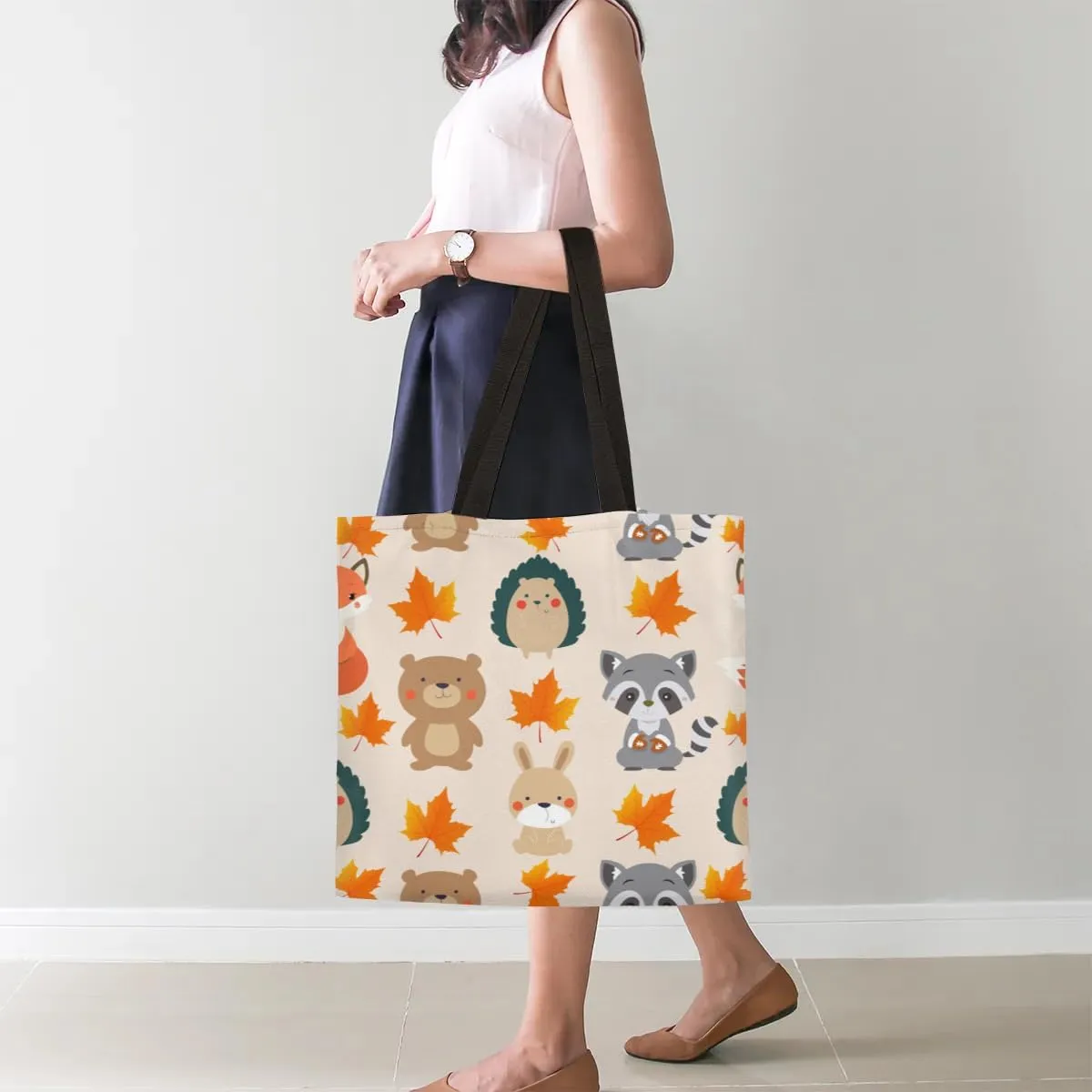 Pretty White Cow Canvas Tote Bag for Women Men Stylish Tote Handbag Shoulder Bag Reusable Grocery Bag
