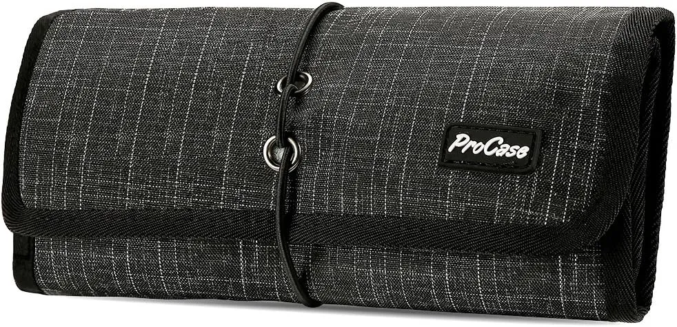 ProCase Electronic Organizer Cord Pouch, Travel Cable Charger Phone Accessories Bag Organizer Roll up Tech Carrying Case for USB Cables SD Memory Cards Earphone Flash Hard Drive