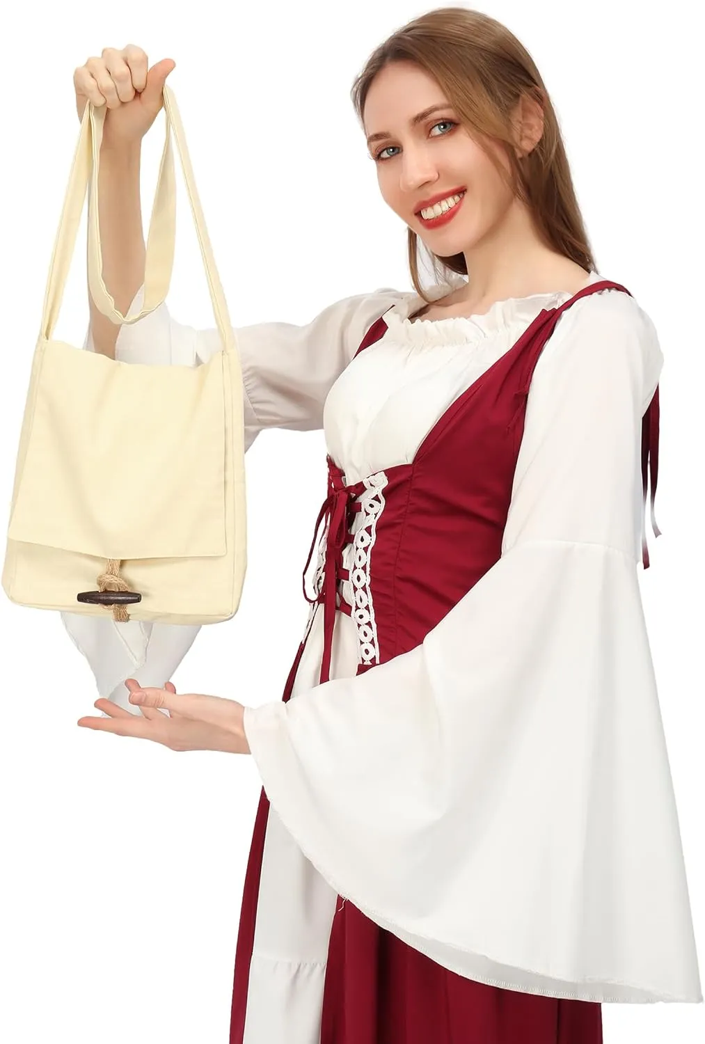 PROCOS Viking Canvas Shoulder Bag, Renaissance Medieval Small Pilgrim Pouch Bag