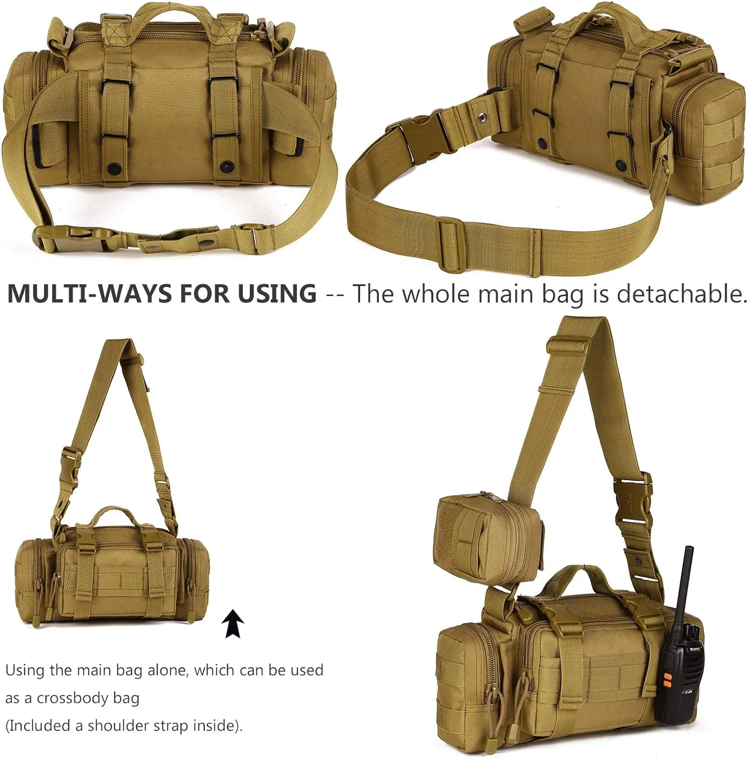 Protector Plus Tactical Fanny Pack Military Assault Waist Bag Hip Belt MOLLE Sling Army Lumbar Gear Pouch EDC Camera Handlebar Range Bags (Patch Included)