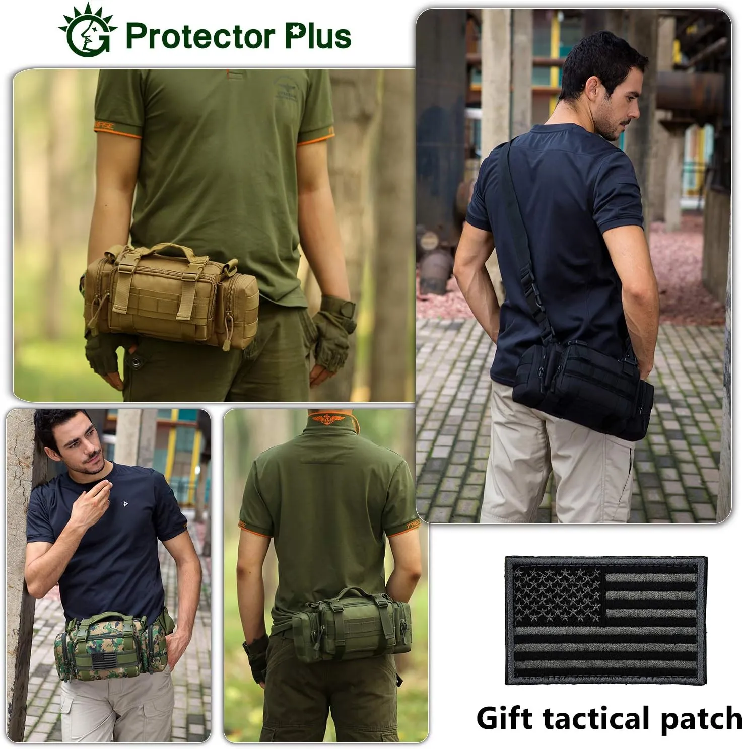 Protector Plus Tactical Fanny Pack Military Assault Waist Bag Hip Belt MOLLE Sling Army Lumbar Gear Pouch EDC Camera Handlebar Range Bags (Patch Included)