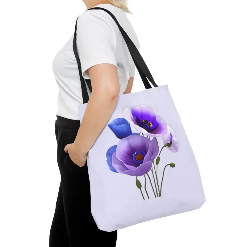 Purple Poppy Print Tote Bag for Bold Style