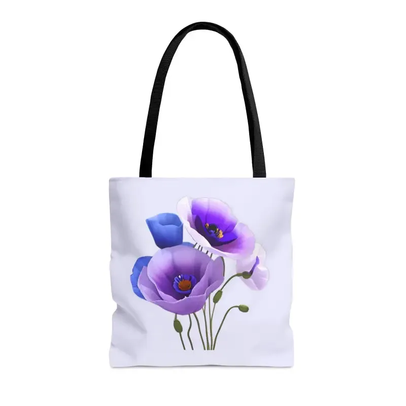 Purple Poppy Print Tote Bag for Bold Style
