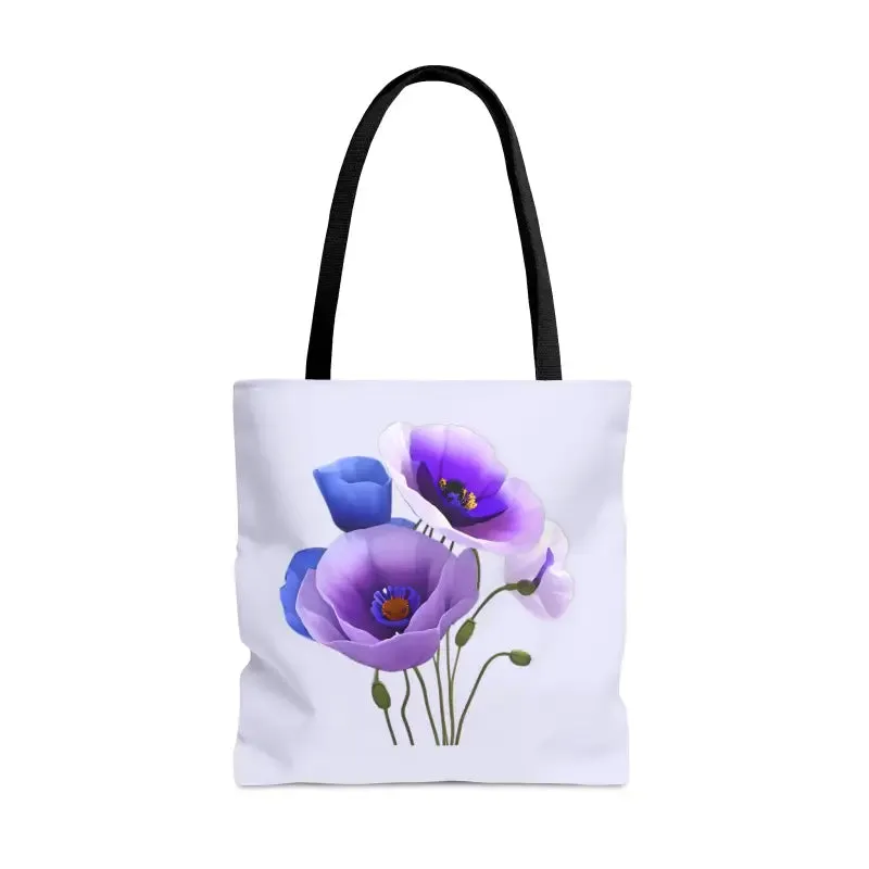 Purple Poppy Print Tote Bag for Bold Style