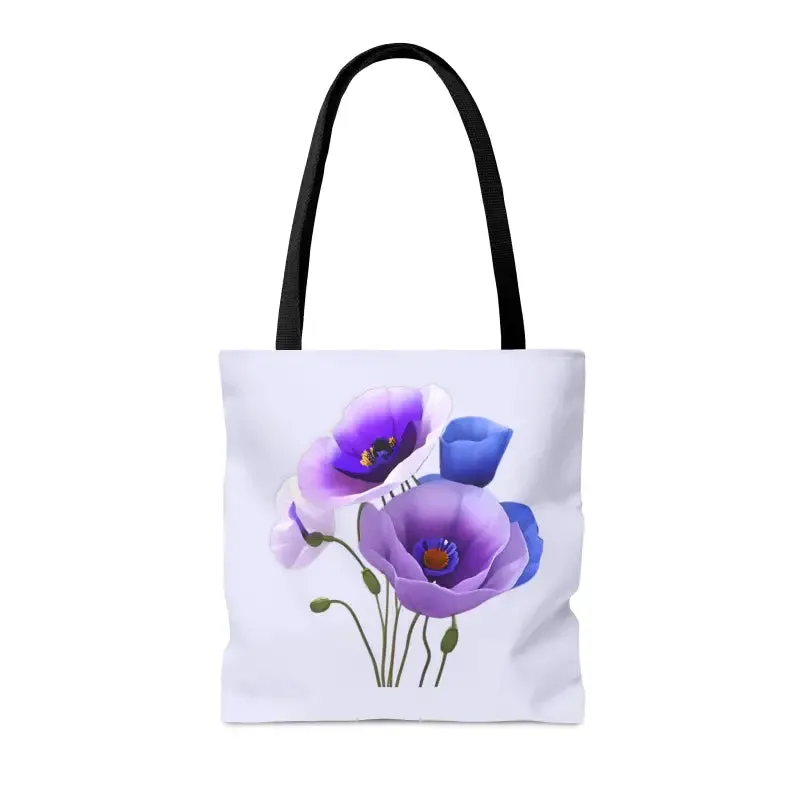 Purple Poppy Print Tote Bag for Bold Style