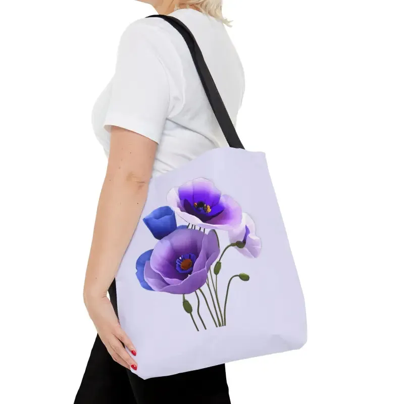 Purple Poppy Print Tote Bag for Bold Style