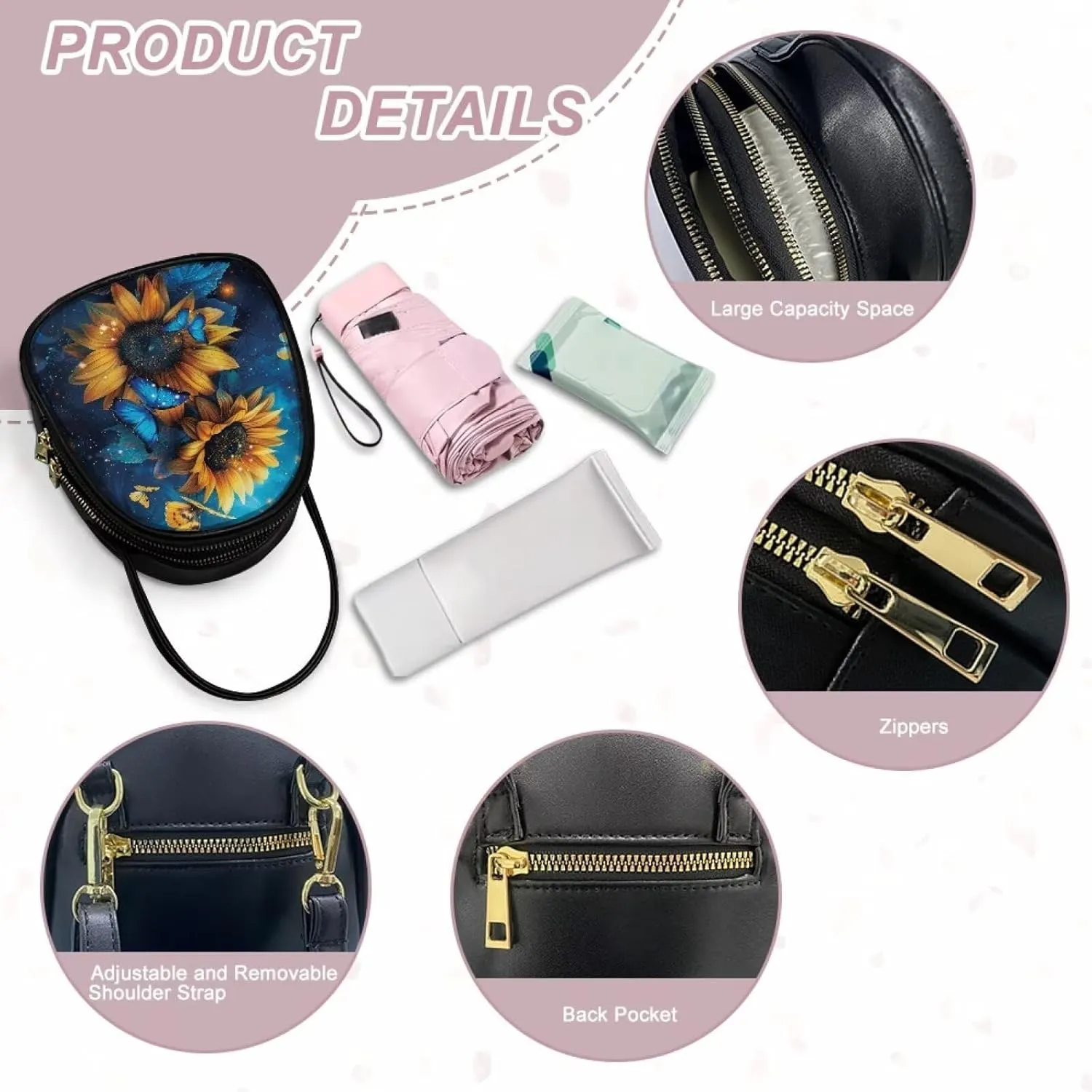 Purses for Women Crossbody Bag Double Layer Small Sling Bag for Women Crossbody Purse with Zipper Closure
