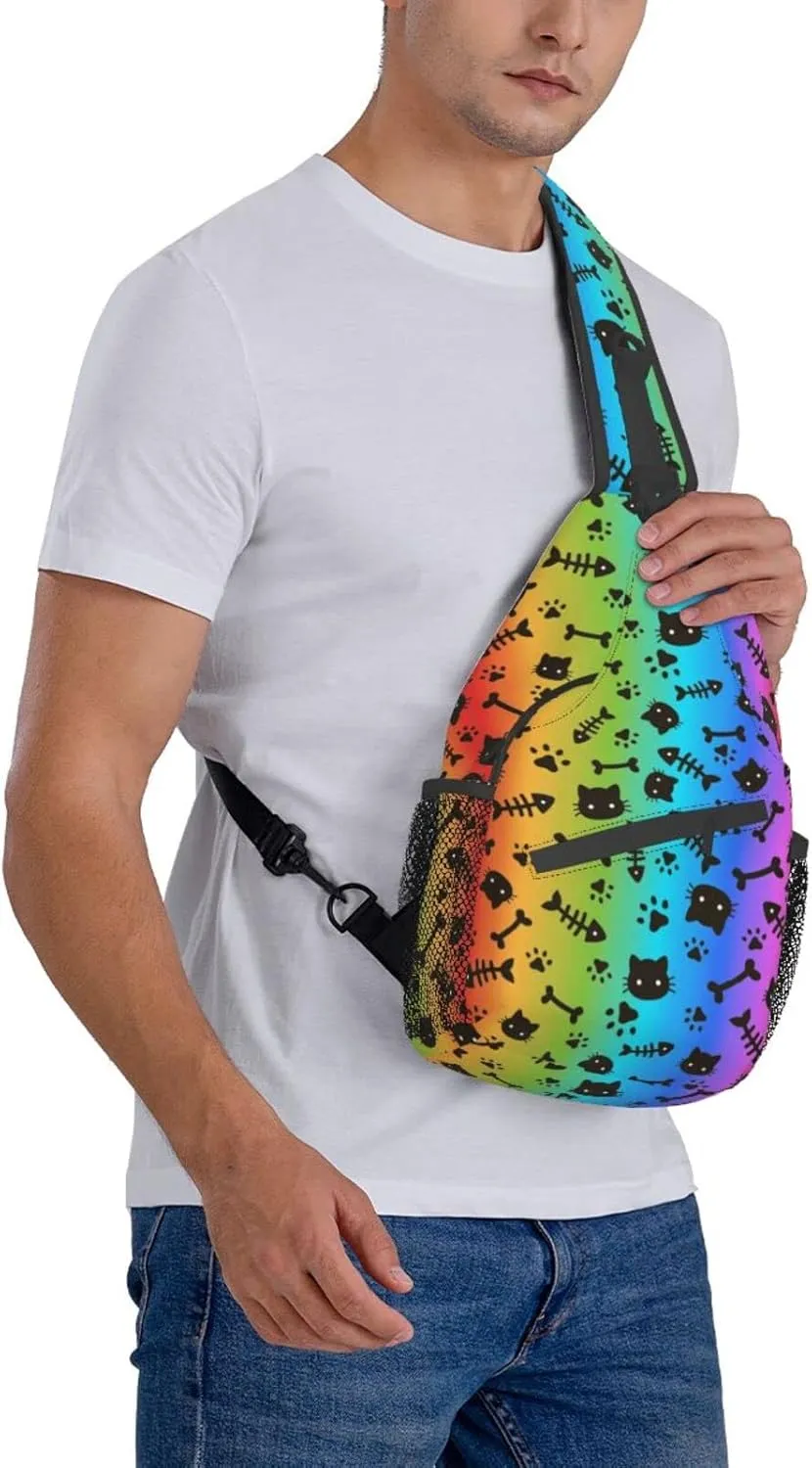 Rainbow LGBT Pride Sling Backpack Multipurpose Chest Bag Hiking Travel Daypack Crossbody Shoulder Bag Outdoor Unisex