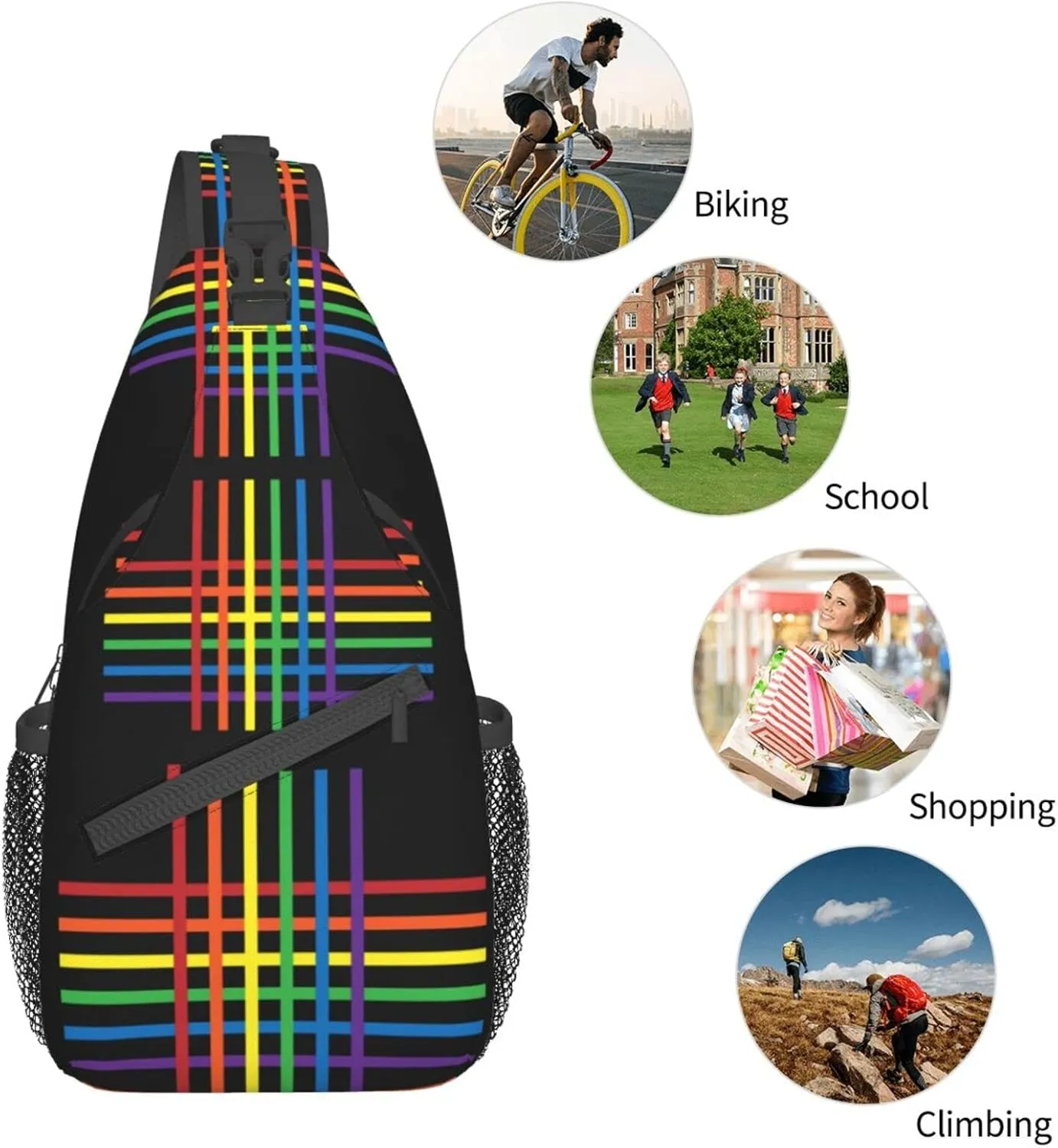 Rainbow LGBT Pride Sling Backpack Multipurpose Chest Bag Hiking Travel Daypack Crossbody Shoulder Bag Outdoor Unisex