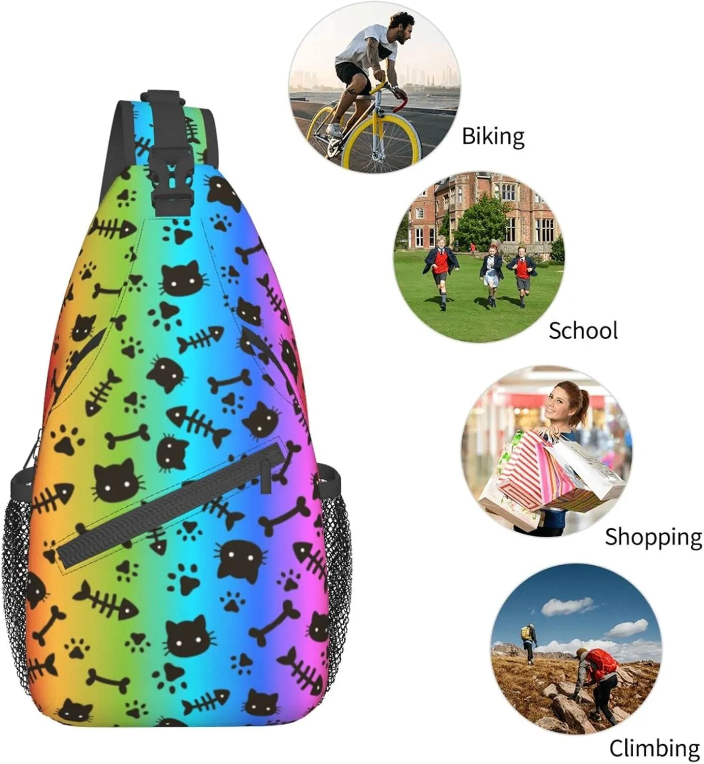 Rainbow LGBT Pride Sling Backpack Multipurpose Chest Bag Hiking Travel Daypack Crossbody Shoulder Bag Outdoor Unisex