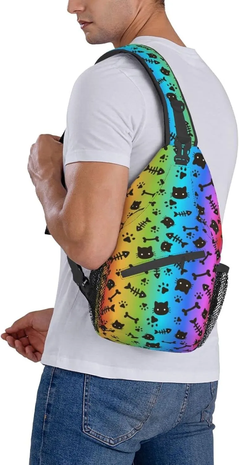 Rainbow LGBT Pride Sling Backpack Multipurpose Chest Bag Hiking Travel Daypack Crossbody Shoulder Bag Outdoor Unisex