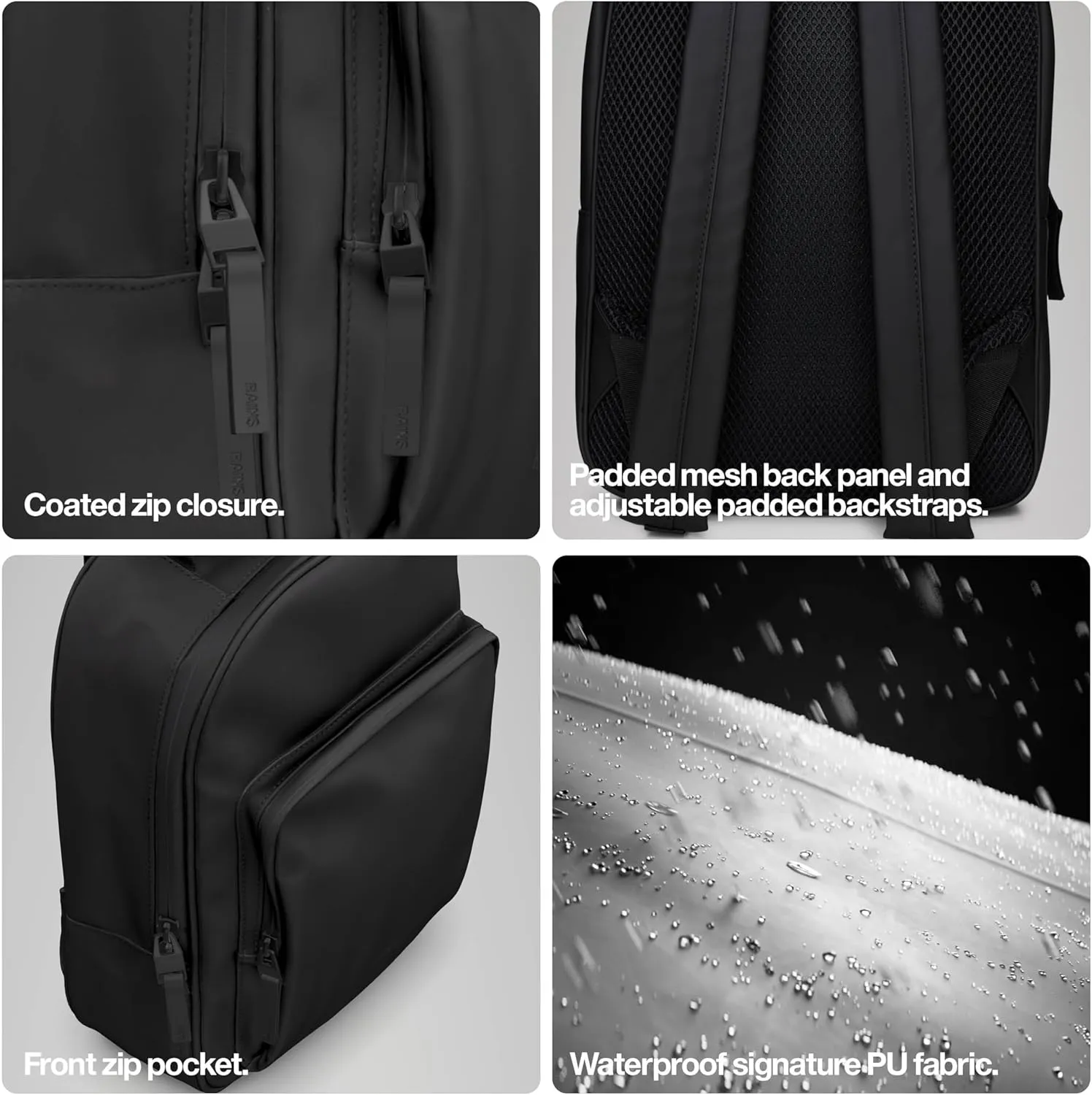 RAINS Large Book Daypack, Backpack, Laptop Bag, Waterproof, 2 Year Warranty, Navy