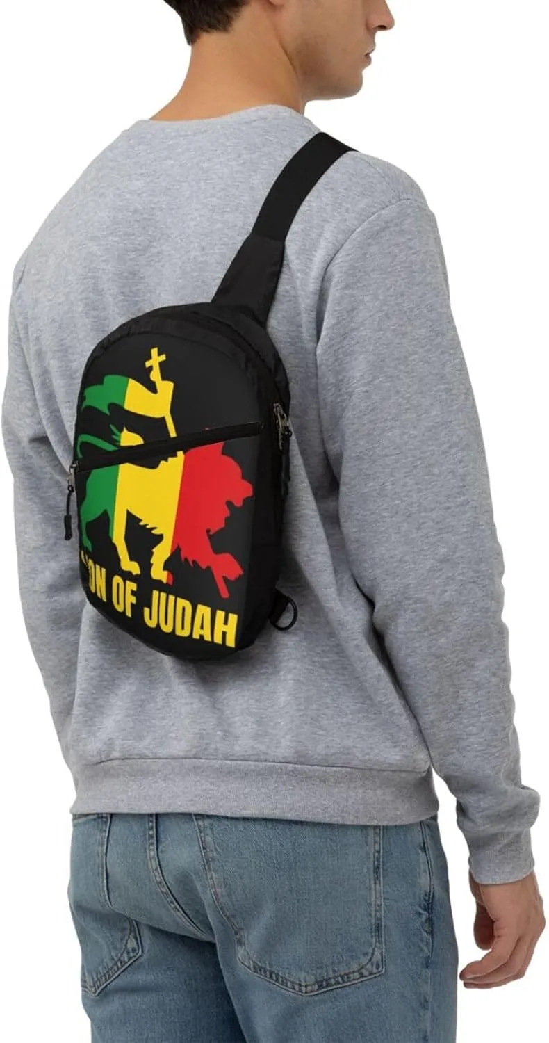 Rasta Lion Of Judah Portable Crossbody Bag Foldable Sling Bags Sports Gym Chest Daypack Reusable Shoulder Backpack Casual Diagonally Rucksack Fanny Packs