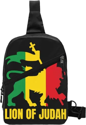 Rasta Lion Of Judah Portable Crossbody Bag Foldable Sling Bags Sports Gym Chest Daypack Reusable Shoulder Backpack Casual Diagonally Rucksack Fanny Packs