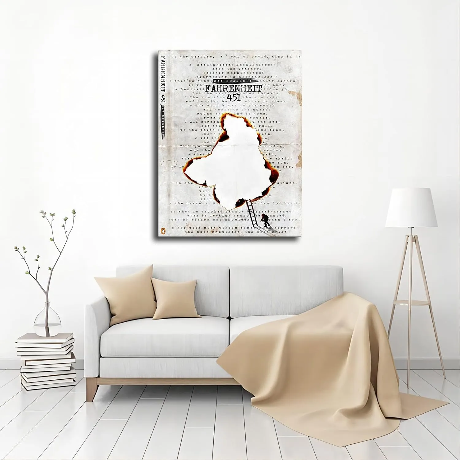 Ray Bradbury Fahrenheit 451 Poster,Literary Book Cover Poster Wall Painting Canvas Painting Wall Art Poster for Bedroom Living Room Decor Gift (12x18inch-Framed)