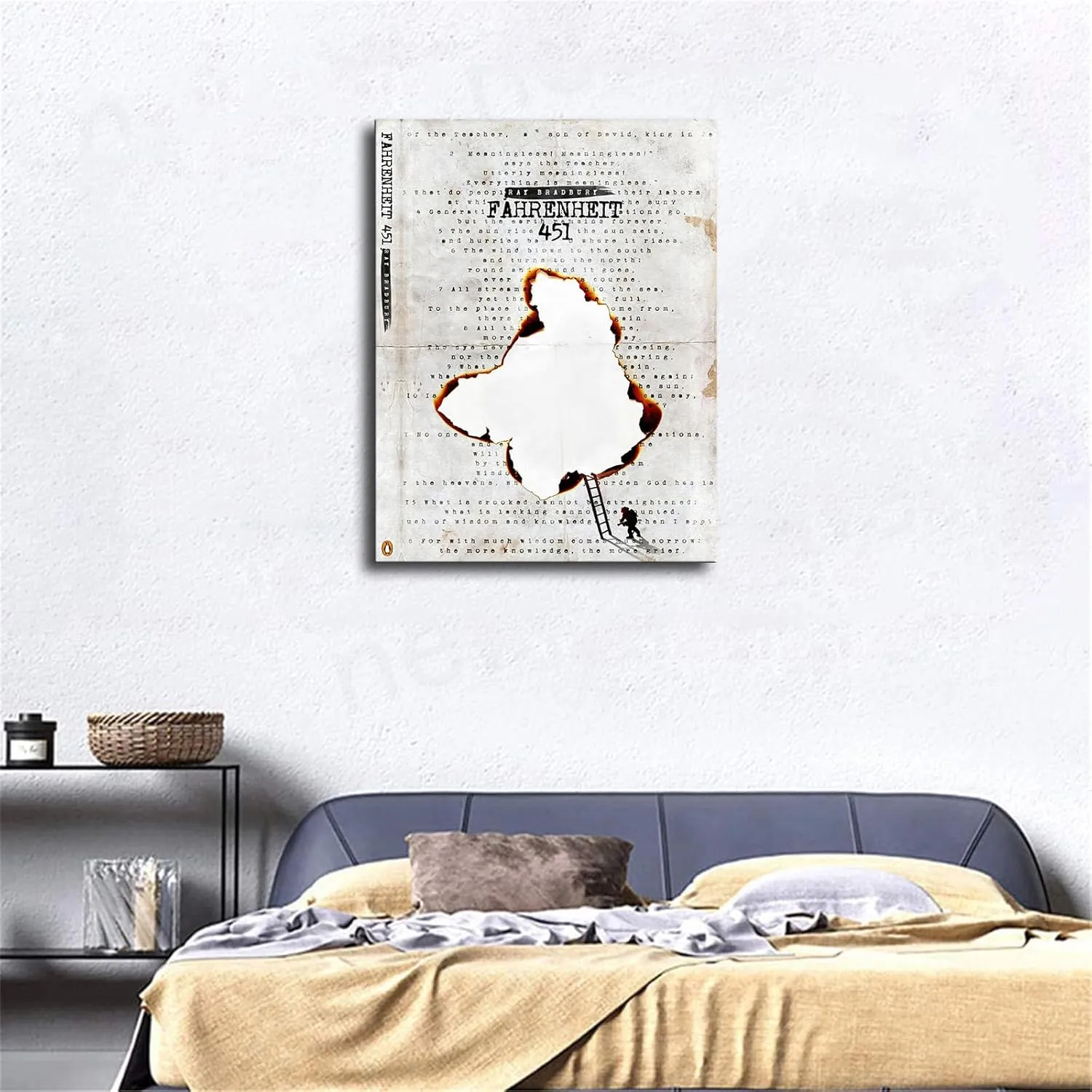 Ray Bradbury Fahrenheit 451 Poster,Literary Book Cover Poster Wall Painting Canvas Painting Wall Art Poster for Bedroom Living Room Decor Gift (12x18inch-Framed)