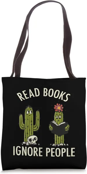 Read Books Ignore People Funny Introvert Book Lover bookworm Tote Bag