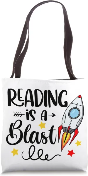 Reading Is A Blast Teacher Librarian Book Lover Bookworm Tote Bag