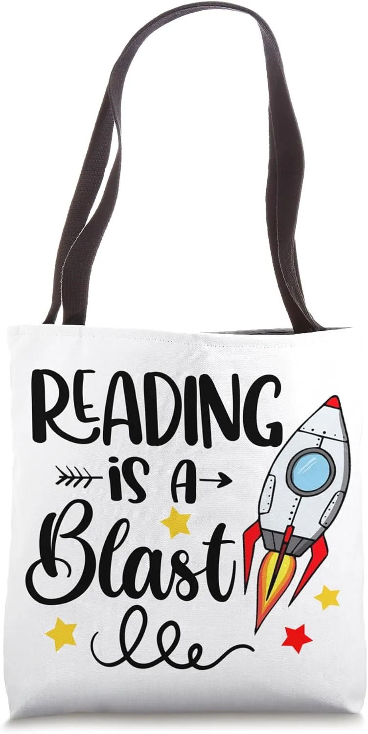 Reading Is A Blast Teacher Librarian Book Lover Bookworm Tote Bag