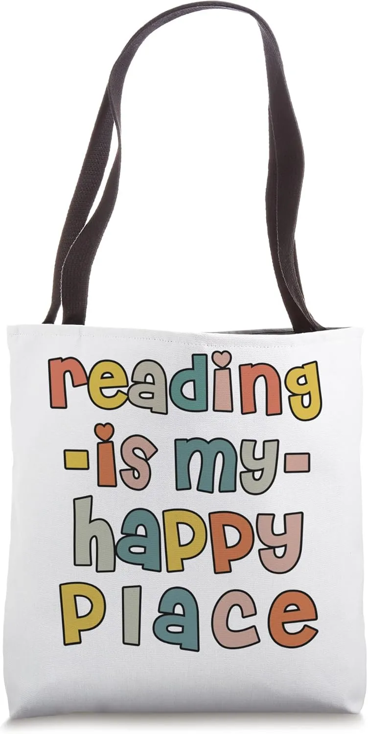 Reading is My Happy Place Book Nerd Lovers Reading Vintage Tote Bag