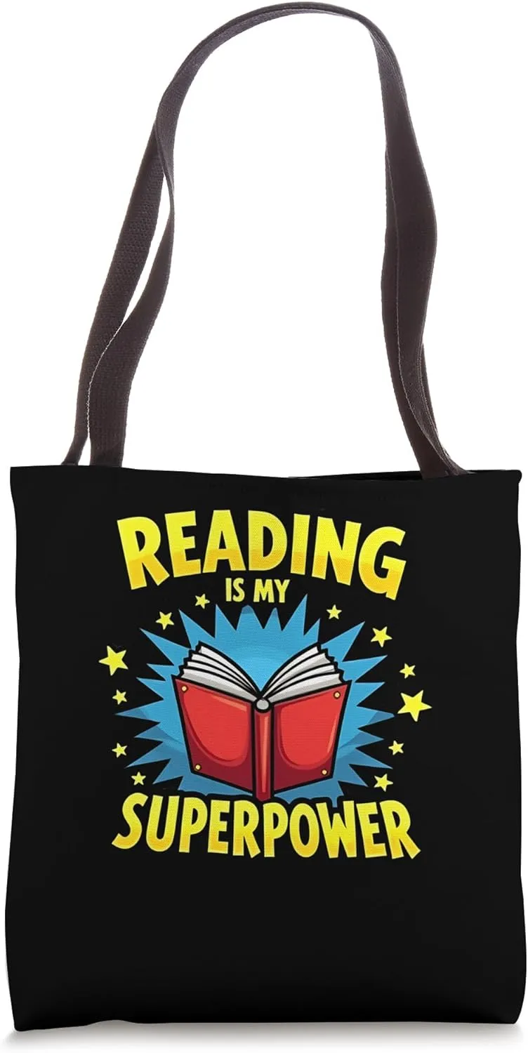 Reading Is My Superpower - Enthusiastic Book Tote Bag