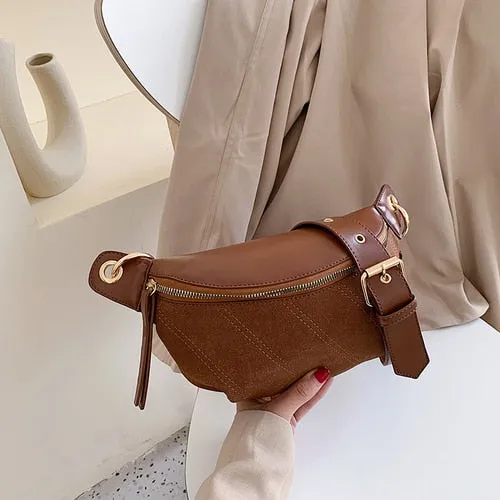 Realaiot Fashion Chain Fanny Pack Banana Waist Bag New Brand Belt Bag Women Waist Pack PU Leather Chest Bag Belly Bag Woman Bag