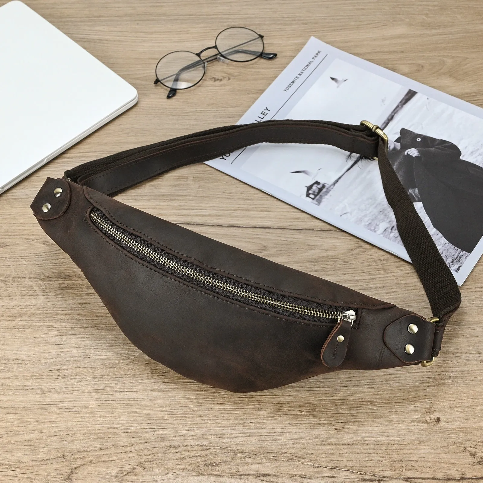 Realaiot Genuine Leather men bag waist bag genuine cow leather vintage small fanny pack male waist pack chest pack summer bag for men