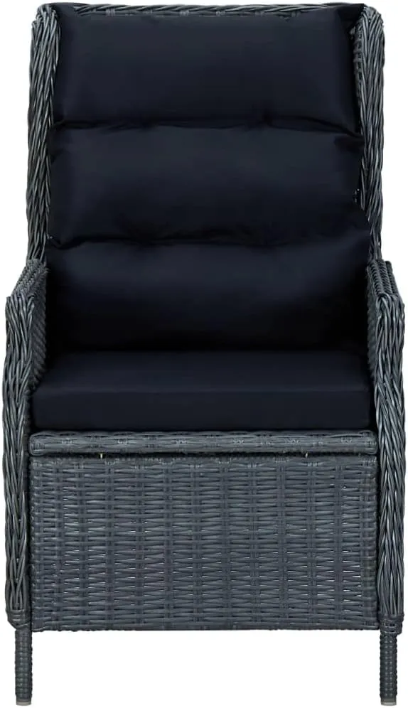 Reclining Patio Chair with Cushions Dark Gray Poly Rattan Outdoor Lounge Chair for Patio Deck Backyard
