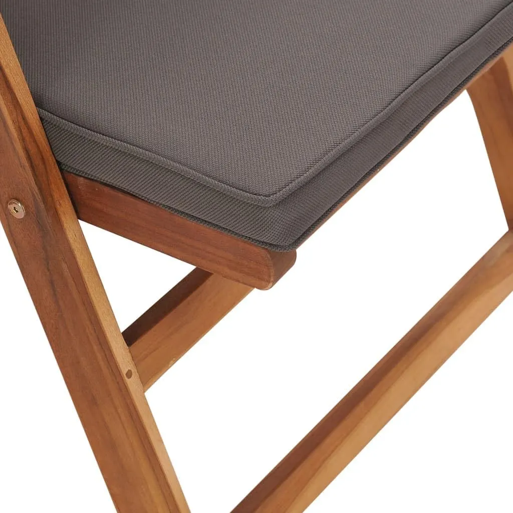 Reclining Patio Chairs with Cushions 2 pcs Solid Teak Wood Gray Adjustable Outdoor Lounge Chairs for Patio, Deck, or Garden with Thick Cushions, Foldable, Weather-Resistant and Durable