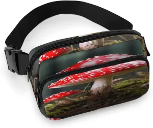 Red And White Mushroom Fanny Pack Belt Bag with Adjustable Strap Fashion Waist Bag for Outdoor Sports Hiking