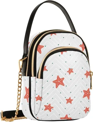 Red Starfish Dot Crossbody Bags for Women Fanny Packs Small Sling Cross Body Bag Wallet Phone Mini Purse