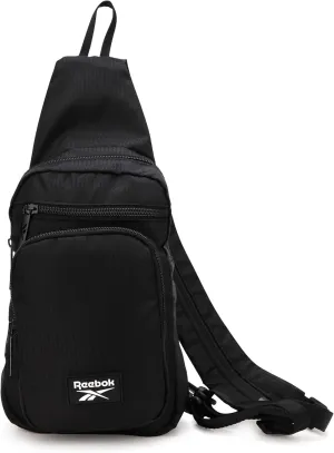 Reebok Men and Womens Crossbody Bag - Small Cross Body Bags for Women Backpack with Adjustable Strap for Travel and Gym, Black Cosmos With White Logo