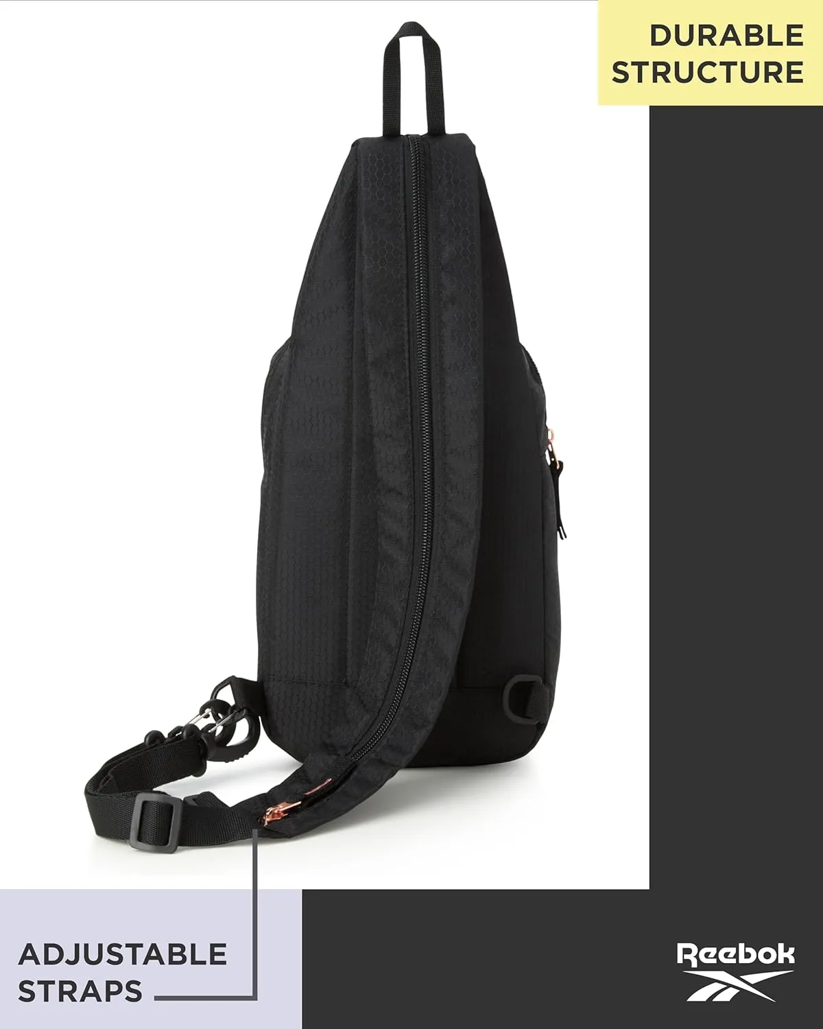Reebok Men and Womens Crossbody Bag - Small Cross Body Bags for Women Backpack with Adjustable Strap for Travel and Gym, Black Cosmos