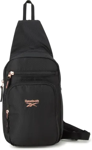Reebok Men and Womens Crossbody Bag - Small Cross Body Bags for Women Backpack with Adjustable Strap for Travel and Gym, Black Cosmos