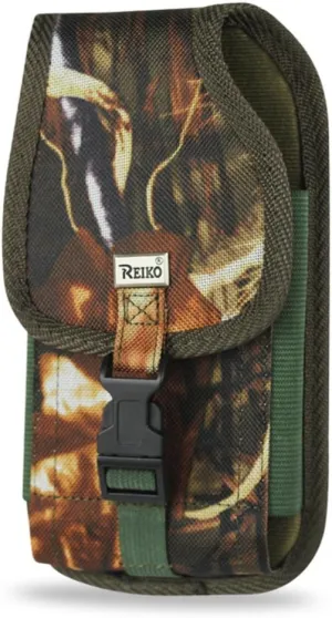 Reiko Wireless 6.38"X3.53"X0.62" Vertical Rugged Pouch with Buckle-Belt Clip for XXXL Size Phone with Cover - Camouflage
