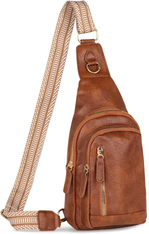 Relang Sling Bag for Women Crossbody, Leather Cross Body Fanny Packs for Women, Trendy Chest Bag for Travel and Daily Use