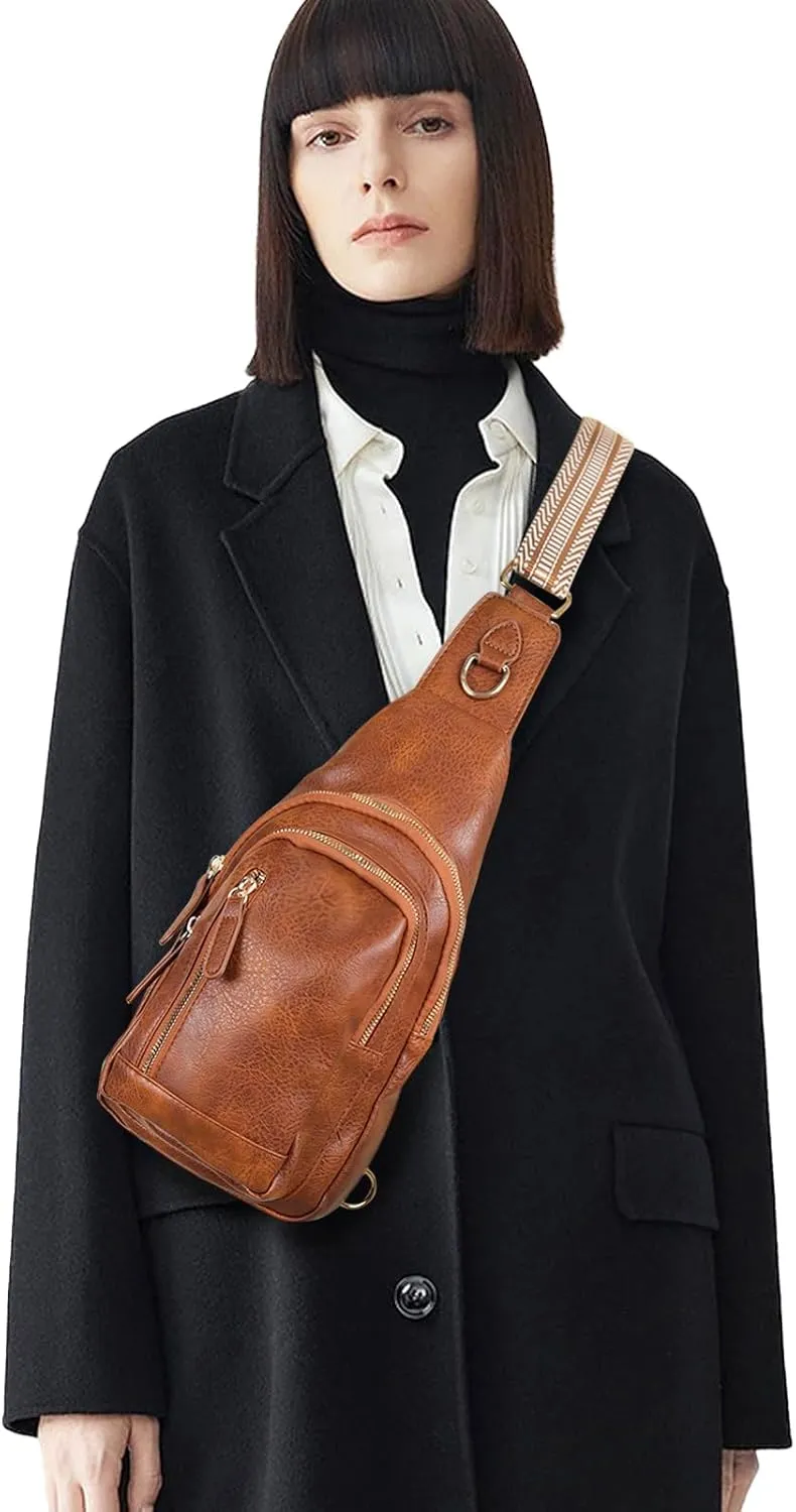 Relang Sling Bag for Women Crossbody, Leather Cross Body Fanny Packs for Women, Trendy Chest Bag for Travel and Daily Use