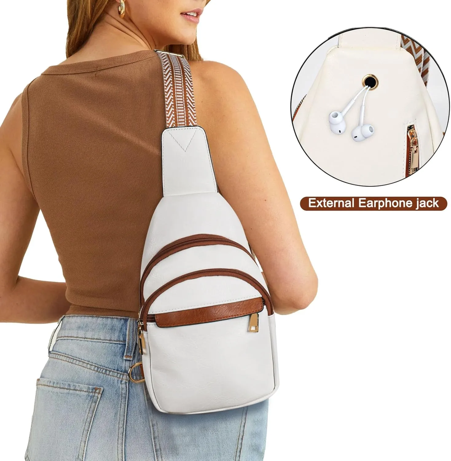 Relang Sling Bag for Women Crossbody, Leather Cross Body Fanny Packs for Women, Trendy Chest Bag for Travel and Daily Use