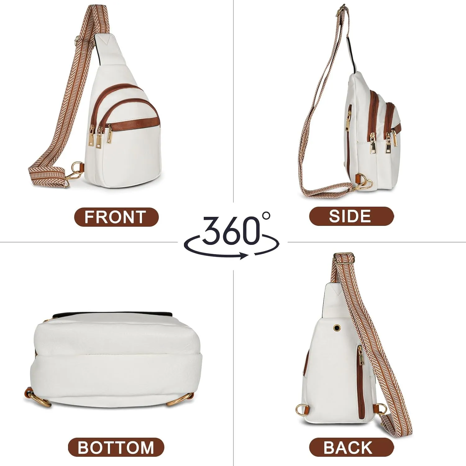 Relang Sling Bag for Women Crossbody, Leather Cross Body Fanny Packs for Women, Trendy Chest Bag for Travel and Daily Use