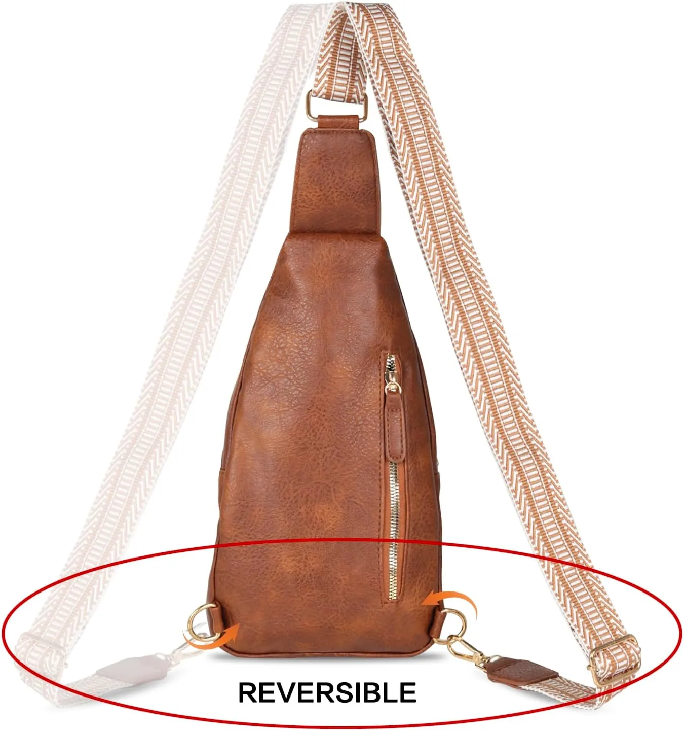 Relang Sling Bag for Women Crossbody, Leather Cross Body Fanny Packs for Women, Trendy Chest Bag for Travel and Daily Use