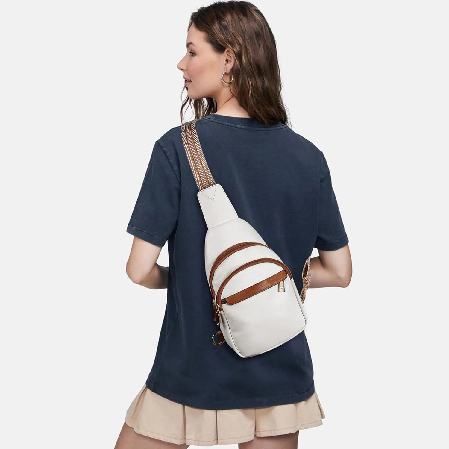 Relang Sling Bag for Women Crossbody, Leather Cross Body Fanny Packs for Women, Trendy Chest Bag for Travel and Daily Use