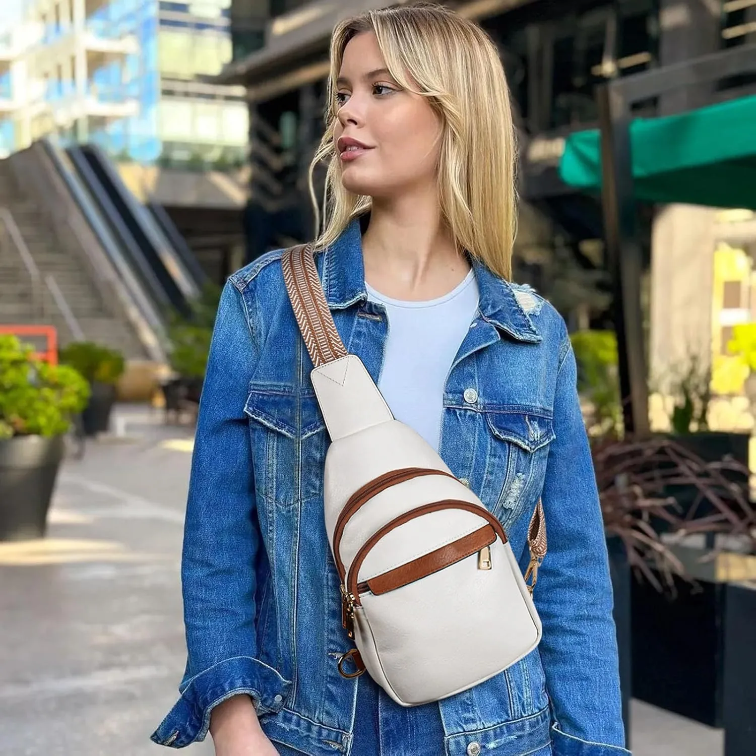 Relang Sling Bag for Women Crossbody, Leather Cross Body Fanny Packs for Women, Trendy Chest Bag for Travel and Daily Use