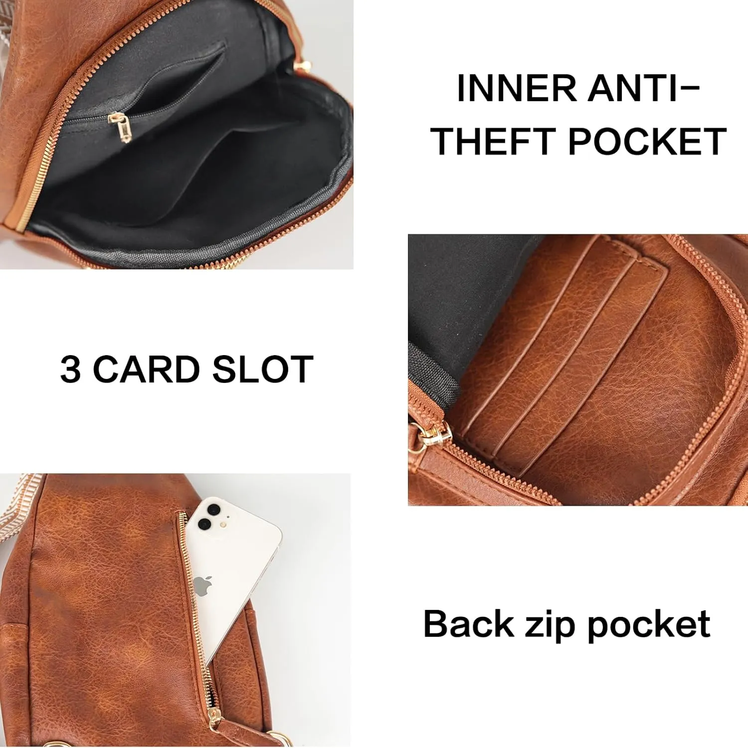 Relang Sling Bag for Women Crossbody, Leather Cross Body Fanny Packs for Women, Trendy Chest Bag for Travel and Daily Use