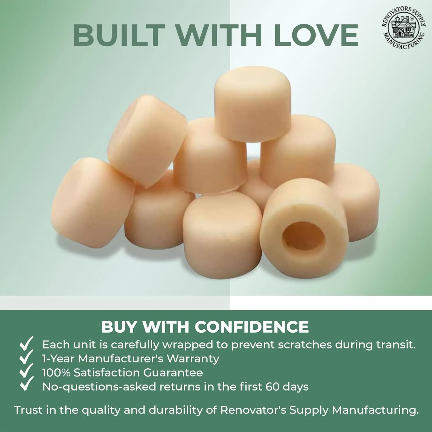Renovators Supply Manufacturing Silicone Door Stopper Tip 5/8 in. Almond Color Premium Silicone Door Stopper Tips 10 Replacement Caps