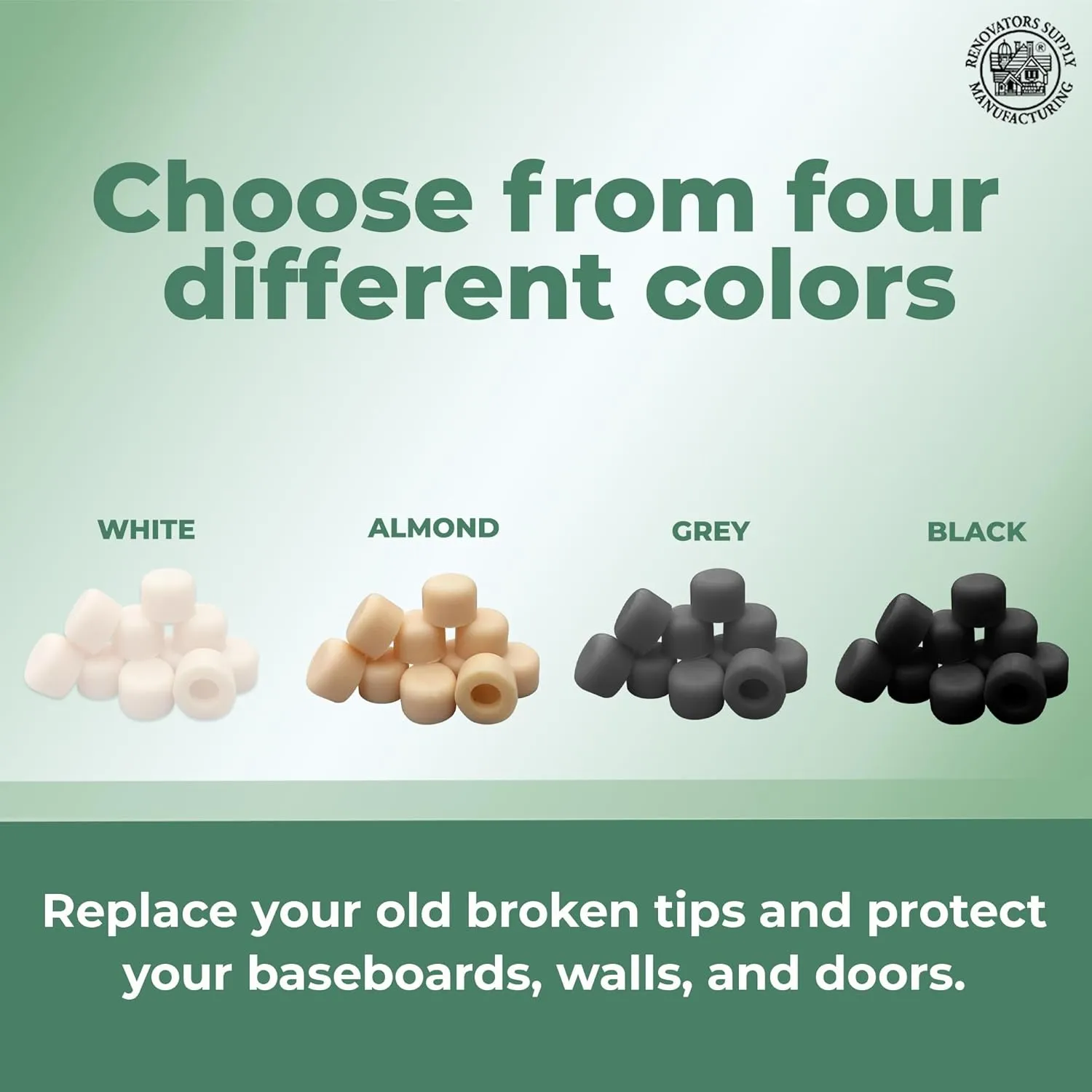 Renovators Supply Manufacturing Silicone Door Stopper Tip 5/8 in. Almond Color Premium Silicone Door Stopper Tips 10 Replacement Caps