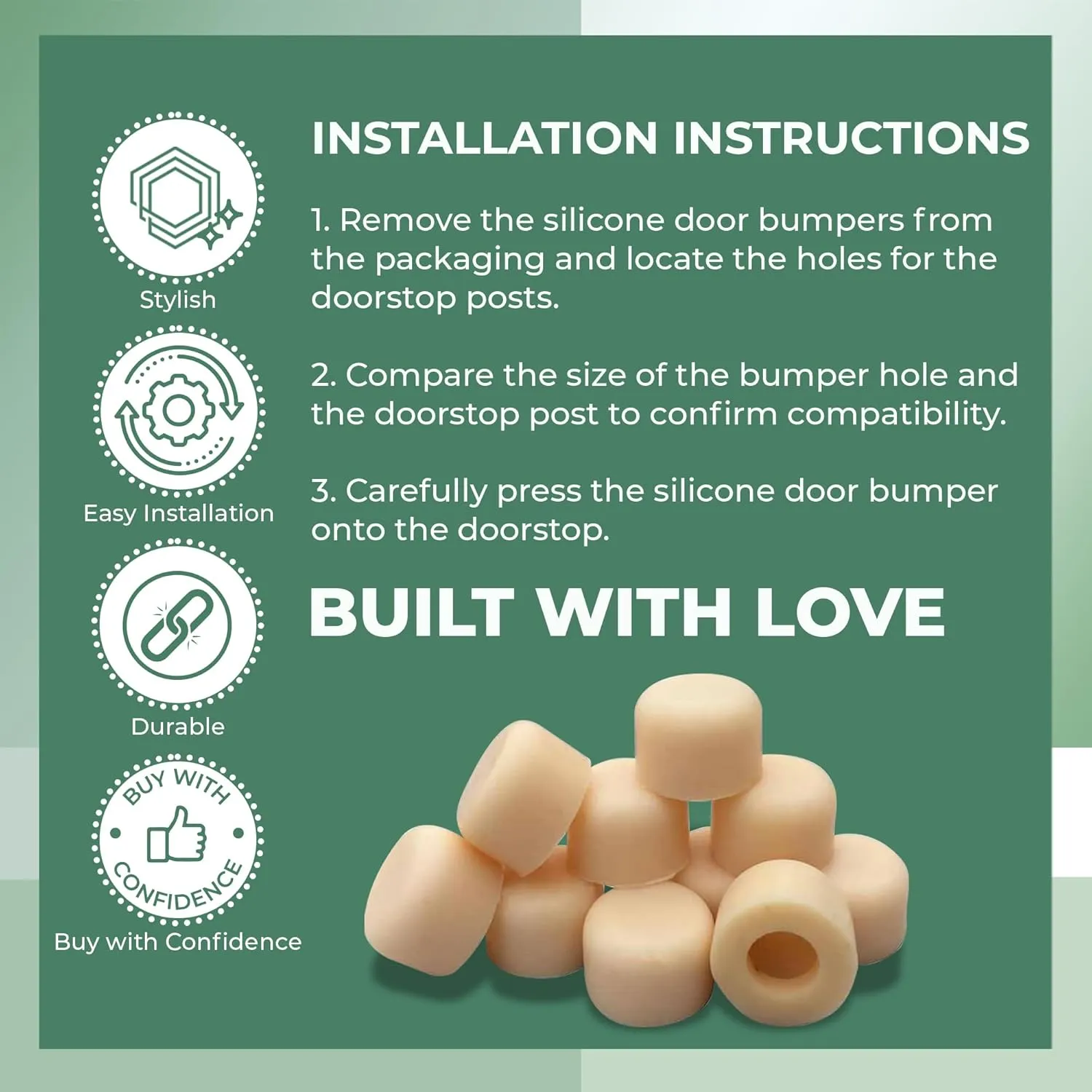 Renovators Supply Manufacturing Silicone Door Stopper Tip 5/8 in. Almond Color Premium Silicone Door Stopper Tips 10 Replacement Caps